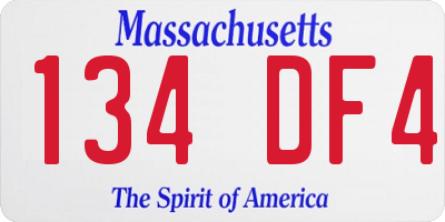 MA license plate 134DF4