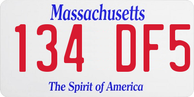 MA license plate 134DF5