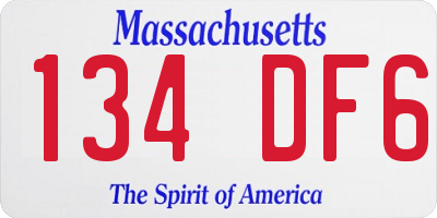 MA license plate 134DF6