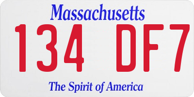 MA license plate 134DF7