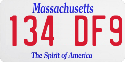 MA license plate 134DF9