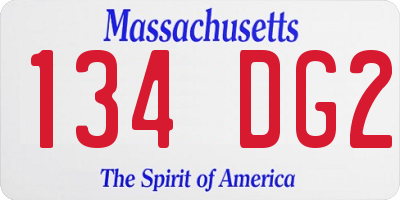 MA license plate 134DG2