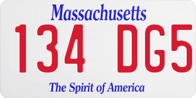 MA license plate 134DG5