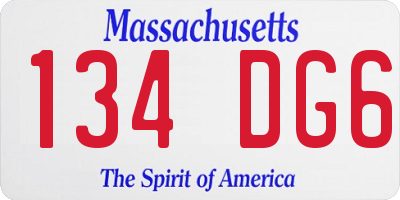 MA license plate 134DG6