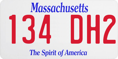 MA license plate 134DH2
