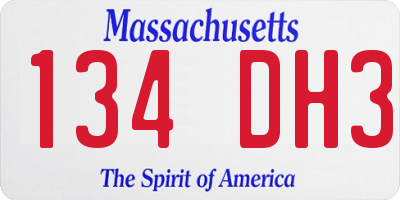 MA license plate 134DH3