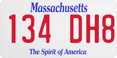 MA license plate 134DH8