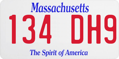 MA license plate 134DH9
