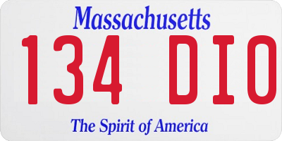 MA license plate 134DI0