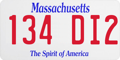 MA license plate 134DI2