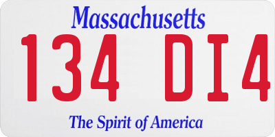 MA license plate 134DI4