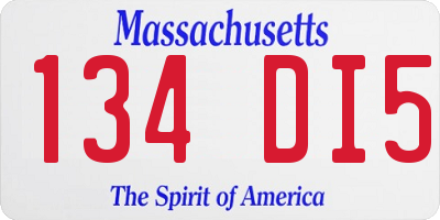 MA license plate 134DI5