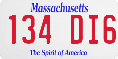 MA license plate 134DI6