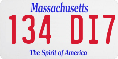 MA license plate 134DI7
