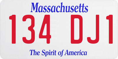 MA license plate 134DJ1