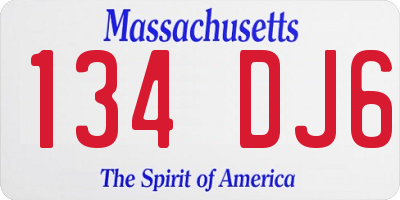 MA license plate 134DJ6