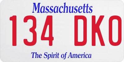 MA license plate 134DK0