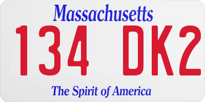 MA license plate 134DK2