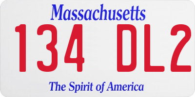 MA license plate 134DL2