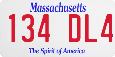 MA license plate 134DL4