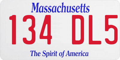 MA license plate 134DL5