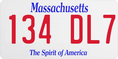 MA license plate 134DL7