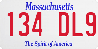 MA license plate 134DL9