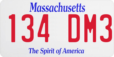 MA license plate 134DM3