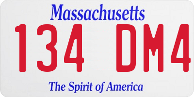 MA license plate 134DM4