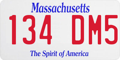 MA license plate 134DM5