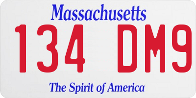 MA license plate 134DM9