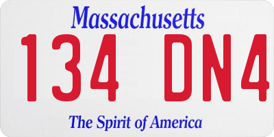 MA license plate 134DN4