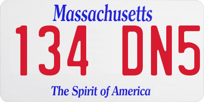 MA license plate 134DN5