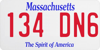 MA license plate 134DN6