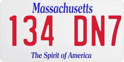 MA license plate 134DN7