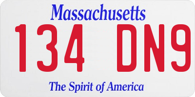 MA license plate 134DN9