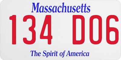 MA license plate 134DO6