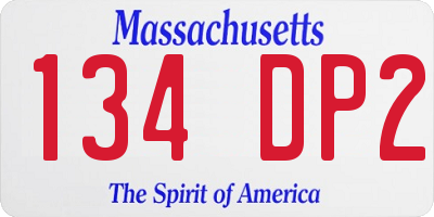 MA license plate 134DP2