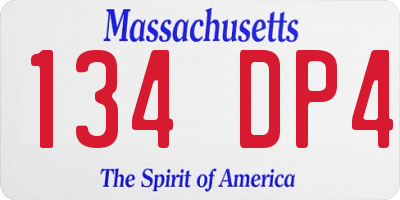 MA license plate 134DP4