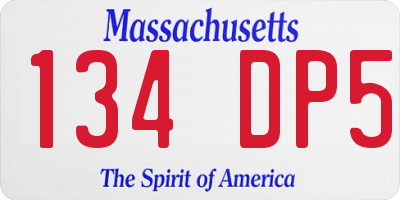 MA license plate 134DP5