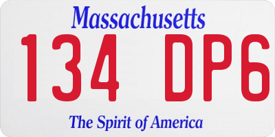 MA license plate 134DP6