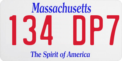 MA license plate 134DP7