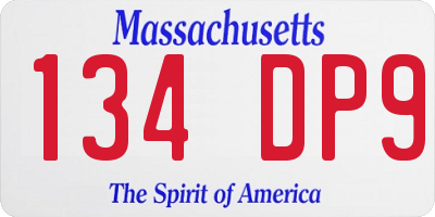 MA license plate 134DP9