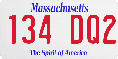 MA license plate 134DQ2
