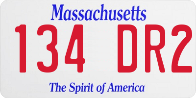 MA license plate 134DR2
