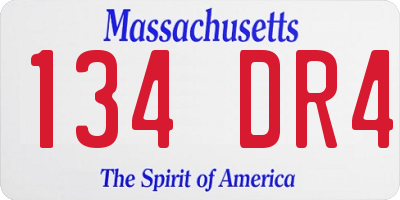 MA license plate 134DR4