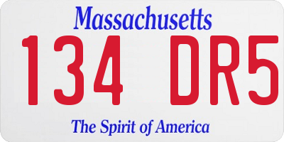 MA license plate 134DR5