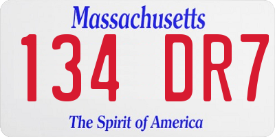 MA license plate 134DR7