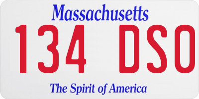 MA license plate 134DS0