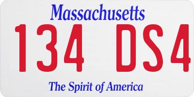 MA license plate 134DS4